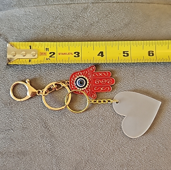 NWOT Bohemian Turkish Blue Evil Eye Metal Charm Keychain Key Fob. - Picture 5 of 5